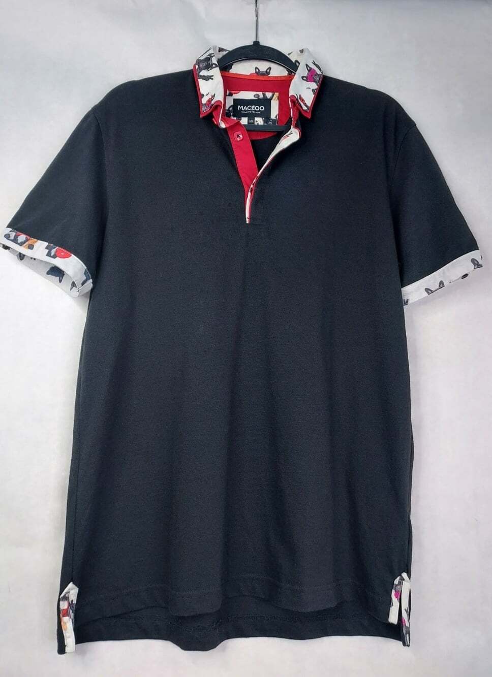 MACEOO Mozart Polo Shirt Men's M Frenchie French Bulldog Contrast Collar Preppy